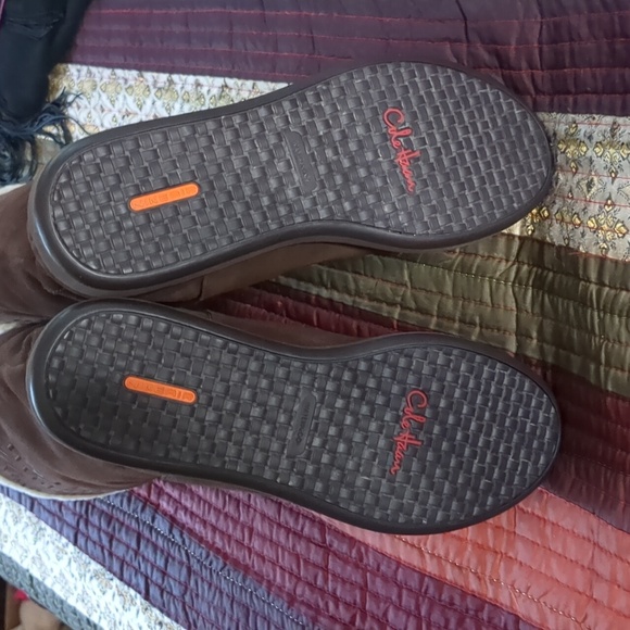 COLE HAAN* waterproof brown suede shearling tall winter boots size 7 rubber sole - Picture 7 of 17